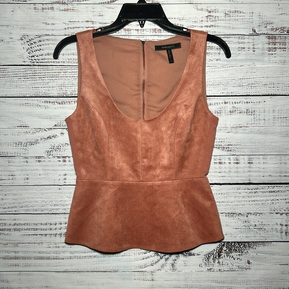 BCBG MaxAzria Cladiana Suede Peplum Top - Picture 4 of 16